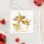 Tropical Palm Trees Imitats Gold Script Name Serviette (Beispiel)