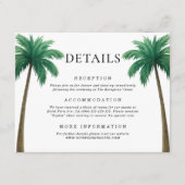 Tropical Palm Trees Minimal Beach Wedding Details Begleitkarte (Vorderseite)