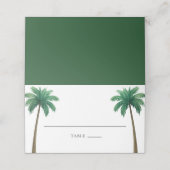 Tropical Palm Trees Minimal Beach Wedding Platzkarte (Außenseite Aufgefaltet)