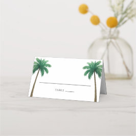 Tropical Palm Trees Minimal Beach Wedding Platzkarte
