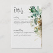 Tropical Palm Trees Modern Wedding Details Card Begleitkarte (Vorderseite)