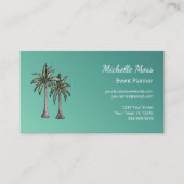Tropical Palm Trees Moderner Aquamariner Veranstal Visitenkarte (Vorderseite)