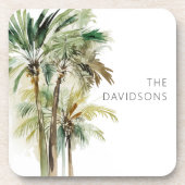Tropical Palm Trees Moderner Strand Getränkeuntersetzer (Vorderseite)