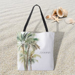 Tropical Palm Trees Moderner Strand Tasche<br><div class="desc">Das Design dieser Tüte besticht durch eine Gruppe von schönen tropischen,  üppig grünen und braunen Aquarellpalmen auf einem einfachen,  sauberen,  weißen Hintergrund. Ideal für einen Strandliebhaber. Personalisieren Sie es mit einem Vornamen oder Initial. Erstellt von der einfachen Farmhouse Press.</div>