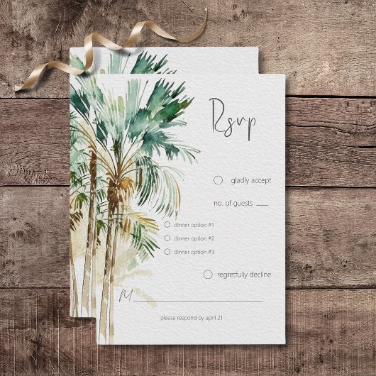 Tropical Palm Trees Modernes Hochzeitsessen RSVP Karte