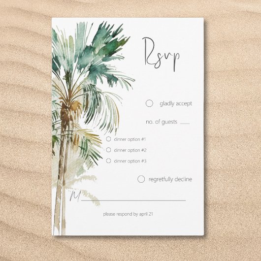 Tropical Palm Trees Modernes Hochzeitsessen RSVP Karte