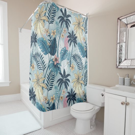Tropical Palm Trees Monstera Beach Duschvorhang (Beispiel)