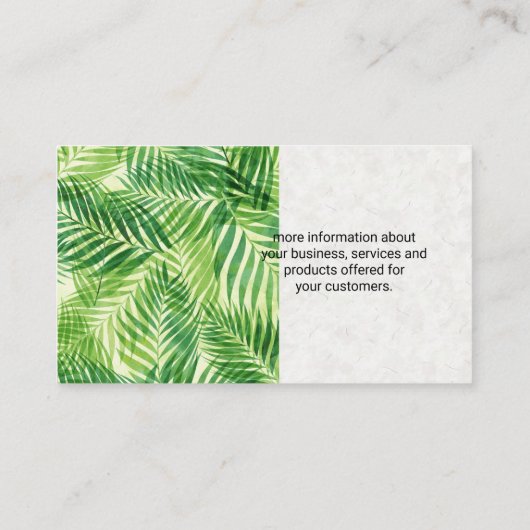 Tropical Palm Trees Muster | Natürlich Visitenkarte (Rückseite)