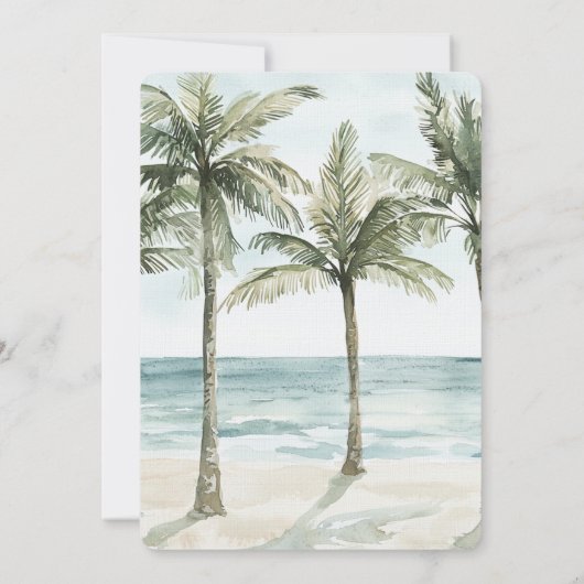 Tropical Palm Trees Ocean Beach Brautparty Einladung (Rückseite)