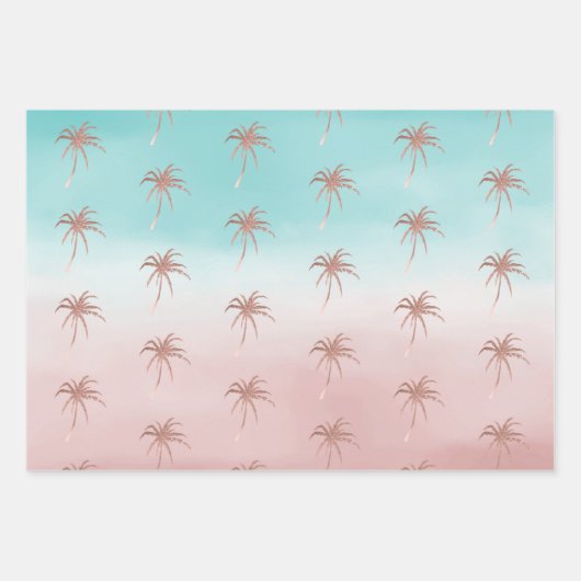 Tropical Palm Trees Ombre Geschenkpapier Set (Vorderseite 3)