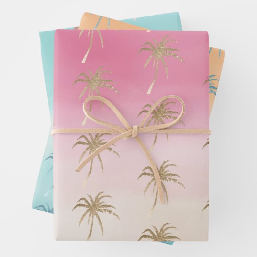 Tropical Palm Trees Ombre Geschenkpapier Set (Beispiel)