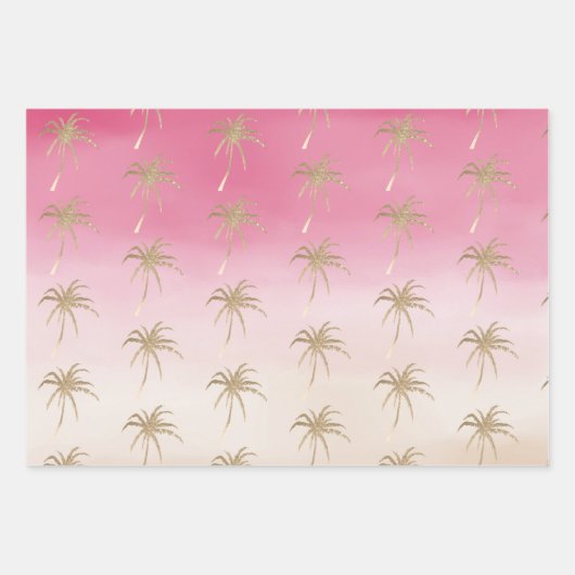 Tropical Palm Trees Ombre Geschenkpapier Set (Vorderseite)