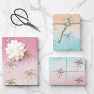 Tropical Palm Trees Ombre Geschenkpapier Set