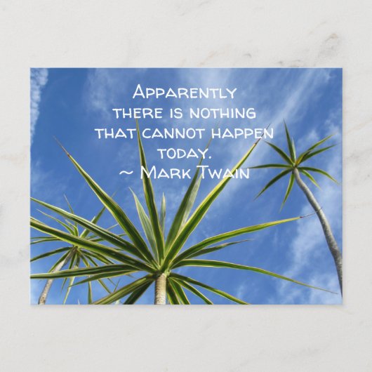 Tropical Palm Trees Optimismus Witty Twain Zitat Postkarte (Vorderseite)