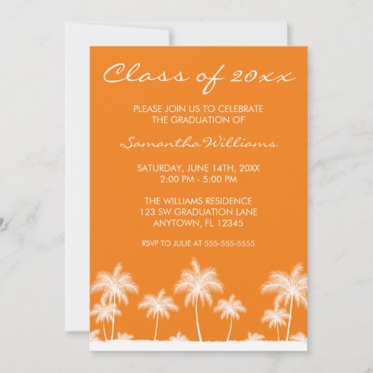 Tropical Palm Trees Orange Abschluss Ankündigung (Vorderseite)