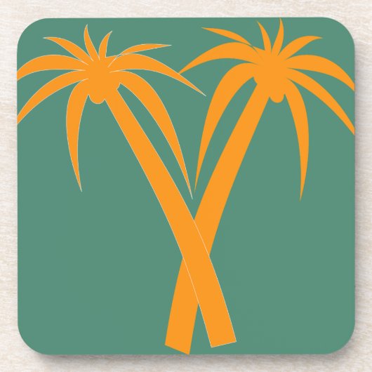 Tropical Palm Trees Orange Summer Getränkeuntersetzer (Vorderseite)