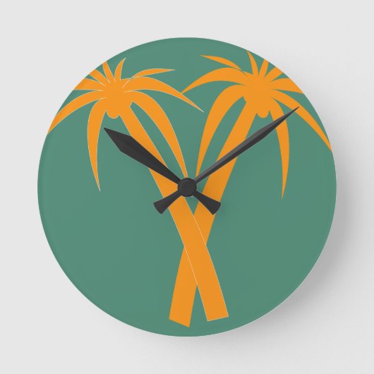 Tropical Palm Trees Orange Summer Runde Wanduhr (Vorderseite)