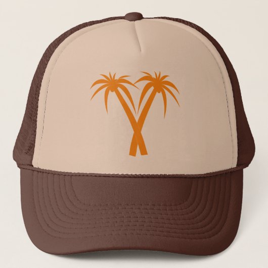 Tropical Palm Trees Orange Summer Truckerkappe (Vorderseite)