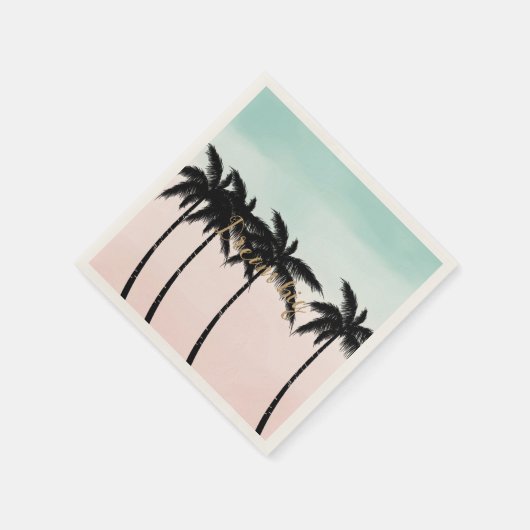 Tropical Palm Trees Pink Mint Ombre Gold Traum gro Serviette (Ecke)