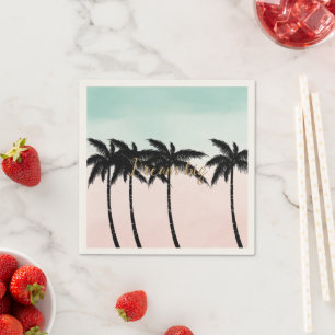 Tropical Palm Trees Pink Mint Ombre Gold Traum gro Serviette
