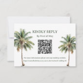 Tropical Palm Trees QR RSVP Card (Vorderseite)