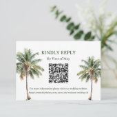 Tropical Palm Trees QR RSVP Card (Stehend Vorderseite)