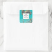 Tropical Palm Trees Retro Küche Quadratischer Aufkleber (Tasche)