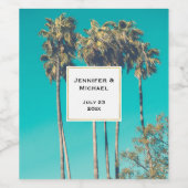 Tropical Palm Trees Retro Vibe Wedding Weinetikett (Einzelnes Label)