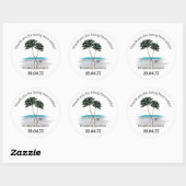 Tropical Palm Trees Round Wedding Sticker (Blatt)