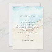 Tropical Palm Trees Sand Beach Hochzeit in Urlaubs Dankeskarte (Rückseite)