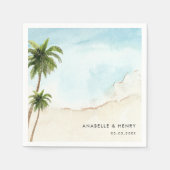 Tropical Palm Trees Sand Beach Hochzeit in Urlaubs Serviette (Vorderseite)