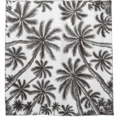 Tropical Palm Trees Schwarz-Weiß Muster Duschvorhang (Vorderseite)