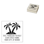 Tropical Palm Trees Seashore Beach Name Adresse Gummistempel (Stempel)