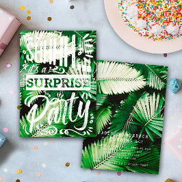 Tropical Palm Trees Shh Surprise Birthday Party Einladung