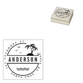 Tropical Palm Trees Summer Family Rücksendeadresse Gummistempel (Stempel)