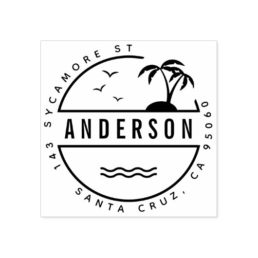 Tropical Palm Trees Summer Family Rücksendeadresse Gummistempel (Prägung)