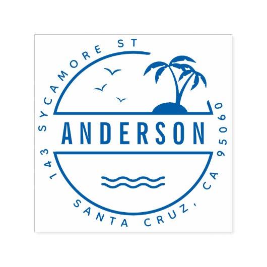 Tropical Palm Trees Summer Family Rücksendeadresse Permastempel (Design)