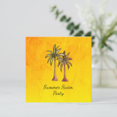 Tropical Palm Trees Summer Gold Swim Pool Party Einladung (Stehend Vorderseite)