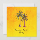 Tropical Palm Trees Summer Gold Swim Pool Party Einladung (Vorderseite)