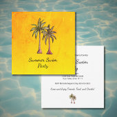 Tropical Palm Trees Summer Gold Swim Pool Party Einladung