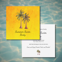 Tropical Palm Trees Summer Gold Swim Pool Party