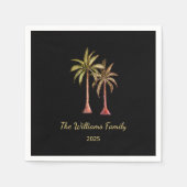 Tropical Palm Trees Summer Pool Party Black Serviette (Vorderseite)