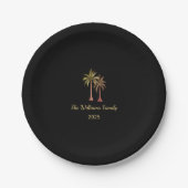 Tropical Palm Trees Summer Swim Party Black Pappteller (Vorderseite)