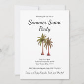 Tropical Palm Trees Summer Swim Pool Party Einladung (Vorderseite)