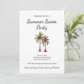 Tropical Palm Trees Summer Swim Pool Party Einladung (Stehend Vorderseite)