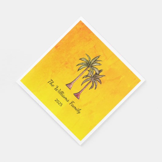 Tropical Palm Trees Summer Swim Pool Party Gold Serviette (Ecke)