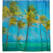 Tropical Palm Trees Sway Hawaii Ozean Duschvorhang (Vorderseite)