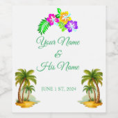 Tropical Palm Trees Thunder_Cove Weinetikett (Einzelnes Label)