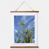 Tropical Palm Trees Twain Zitat Blau und Weiß Wandteppich Mit Holzrahmen (Vorderseite 2)