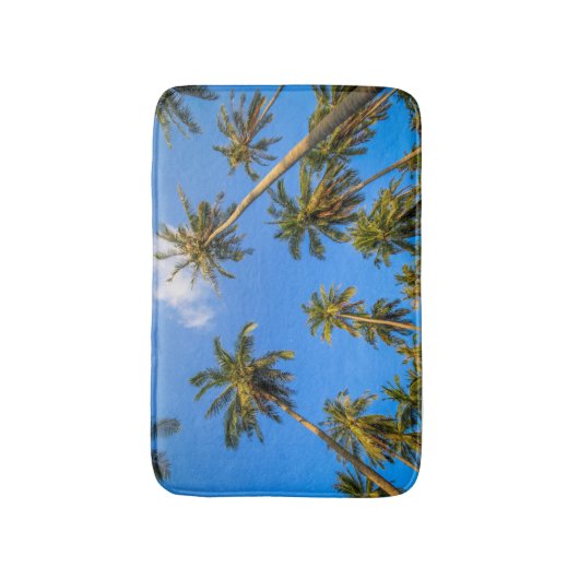 Tropical Palm Trees und Blue Sky Fun Sommerlich Badematte (Vorderseite Vertikal)